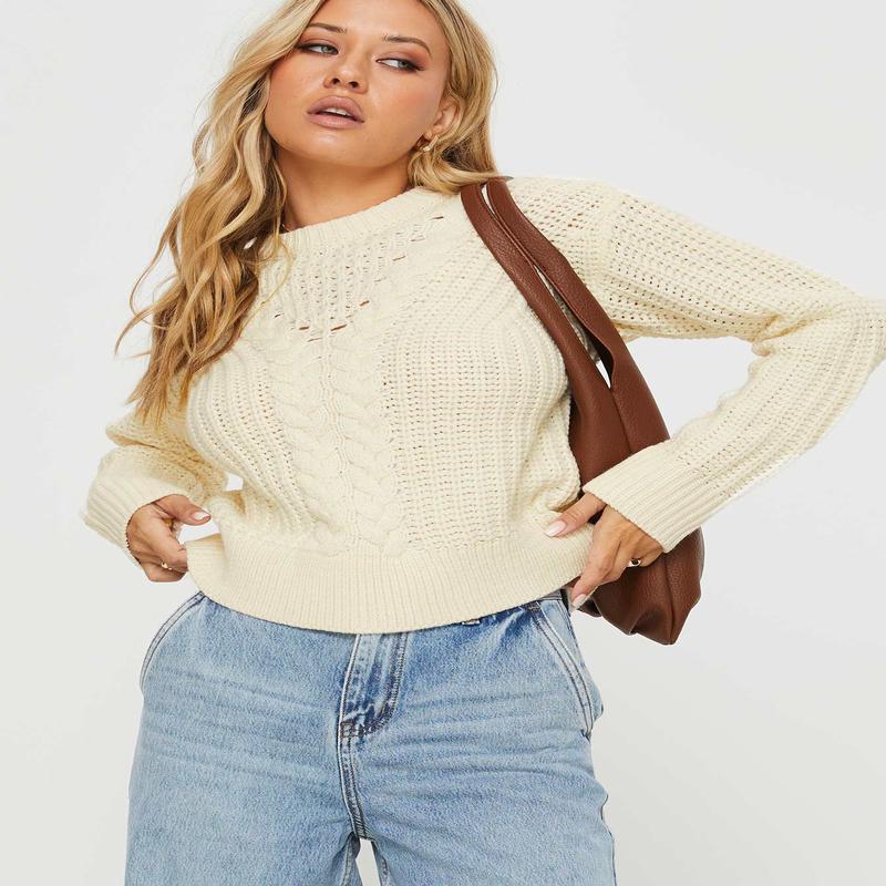 Kynlee Cable Knit Sweater Cream