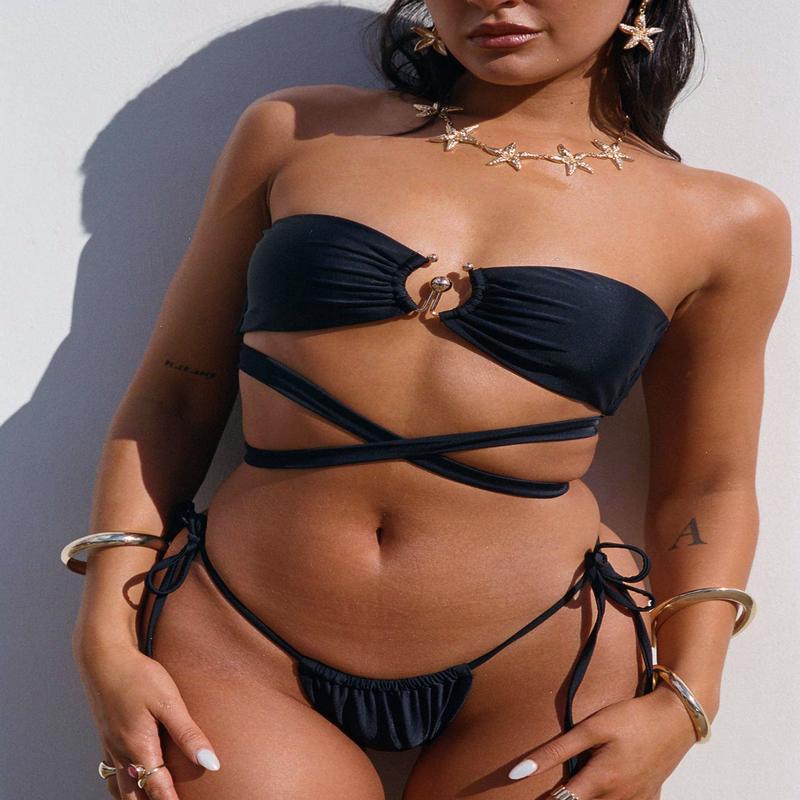 Thames Ruched Tie Side Bikini Bottoms Black