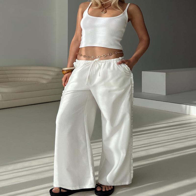 Destinee Frill Pant White