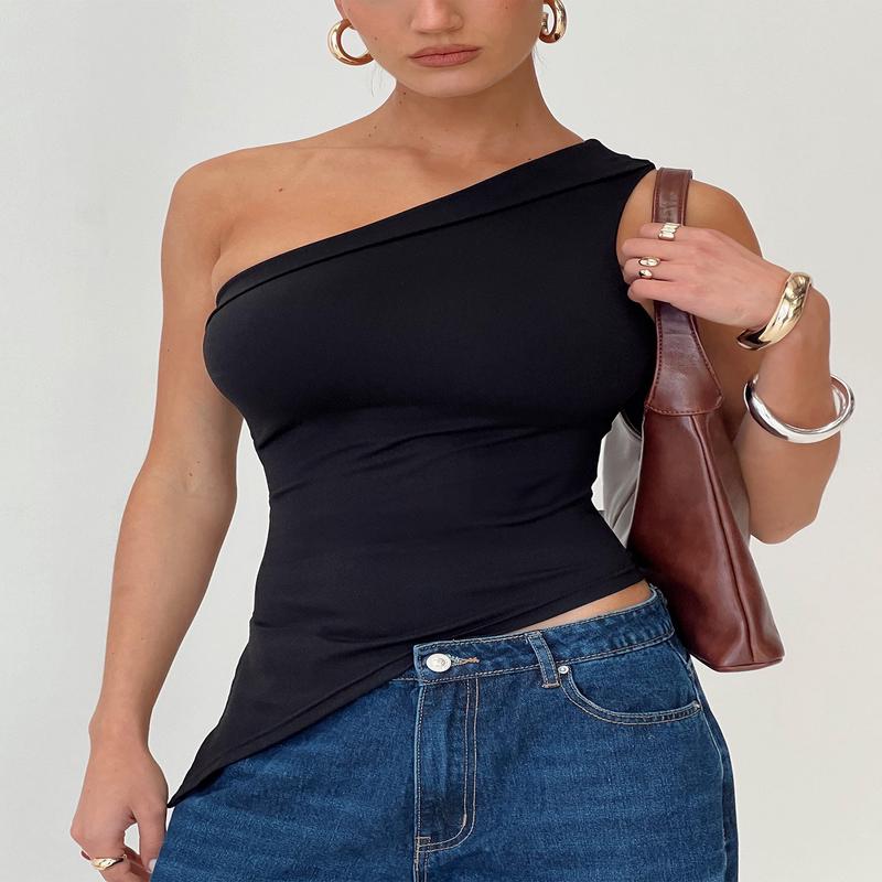 Lunah One Shoulder Top Black