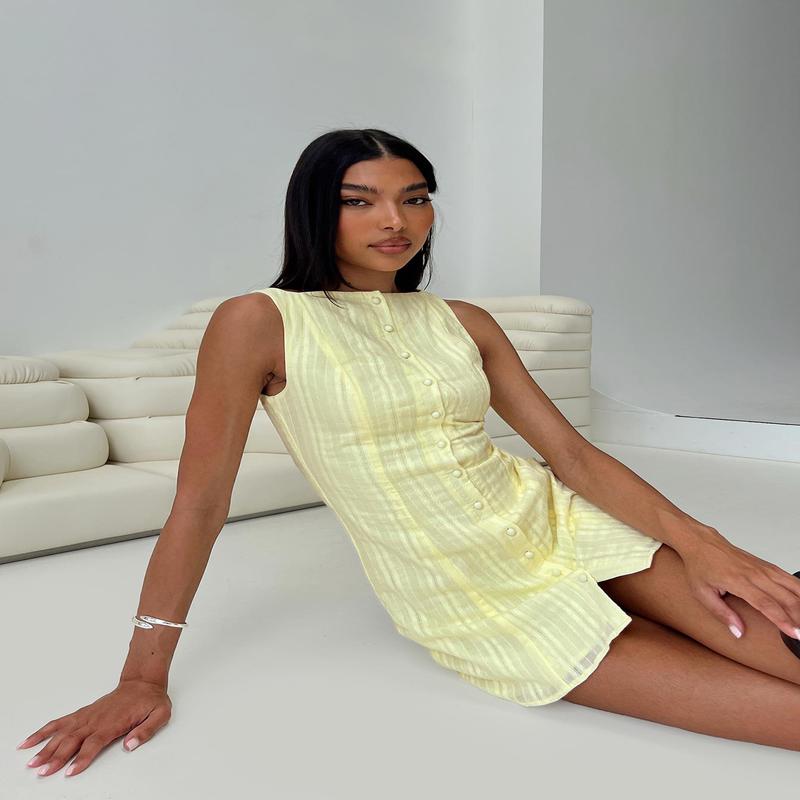 Mimsie Embroidered Mini Dress Lemon