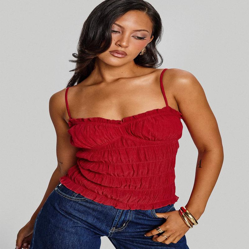Money Maker Ruched Cami Top Red