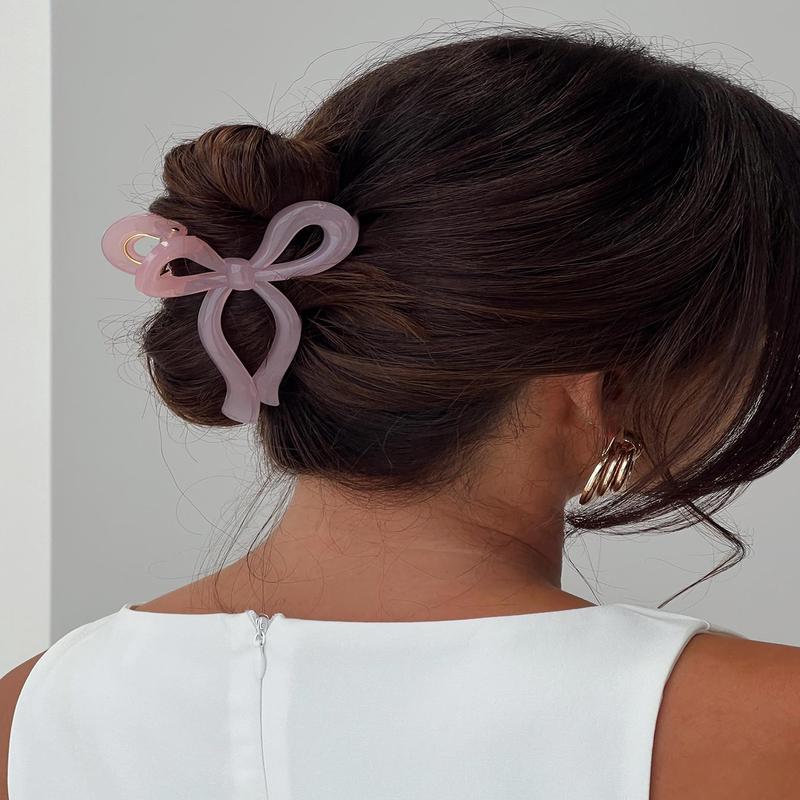 With A Bow Hair Clip Pink