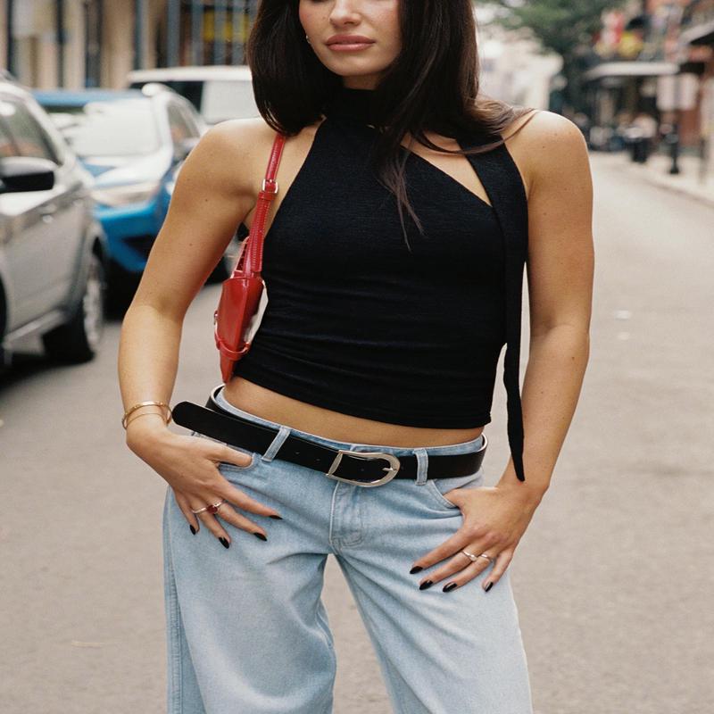 Anderstone Neck Tie Top Black