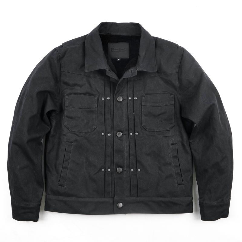 Riders Jacket Heavy Waxed Canvas Black Alpaca