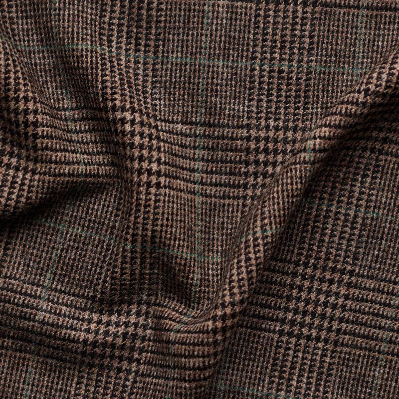 TD35 : Madgwick Brown Prince of Wales Check Tweed with Green Deco