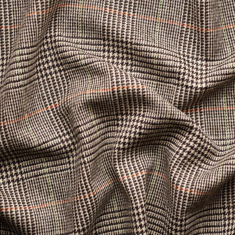 TD34 : Taupe Prince of Wales Check Tweed with Amber & Green Deco