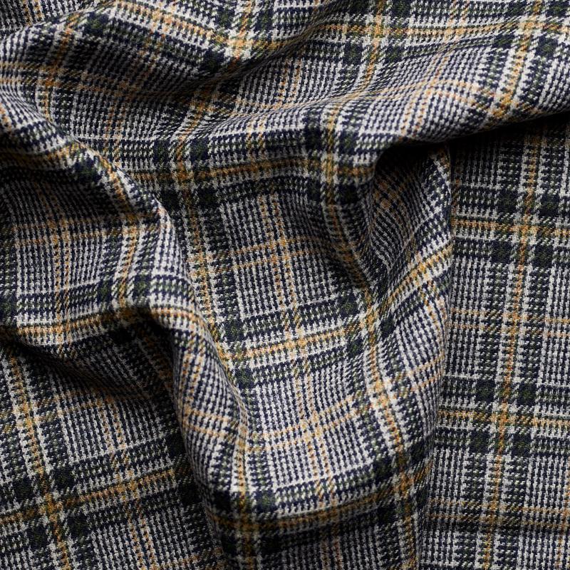 TD46 : Navy, Ecru, Pine & Amber Check Tweed