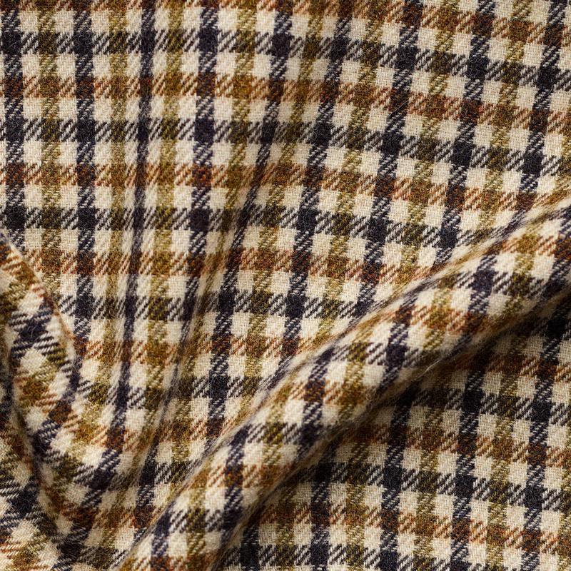 TD52 : Large Cream, Navy, Moss & Amber Gunclub Check Tweed