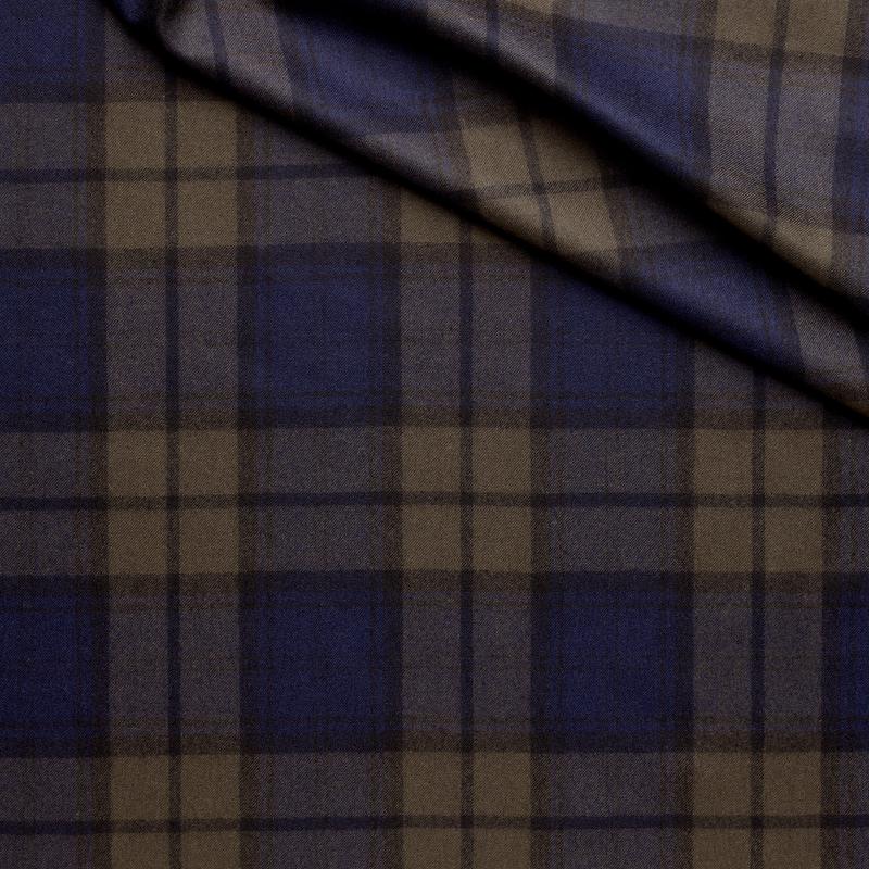 WF2-19 : Worsted Flannel Green & Royal Blue Check