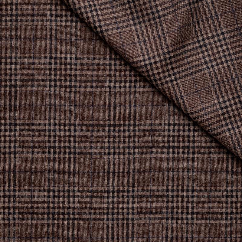 WF2-3 : Worsted Flannel Dark Brown Check with Blue Deco