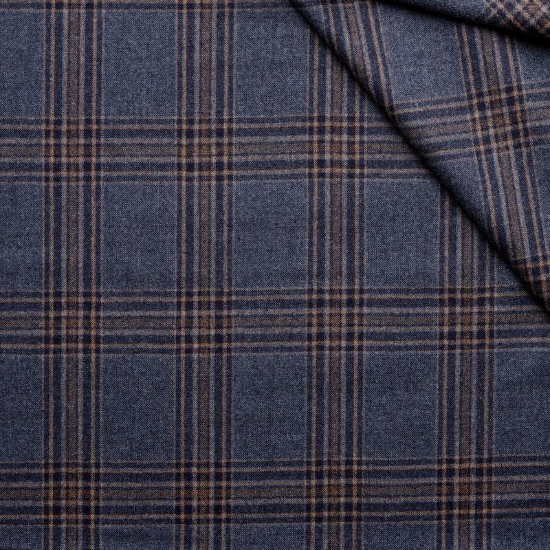 WF2-7 : Worsted Flannel Blue & Light Brown Check