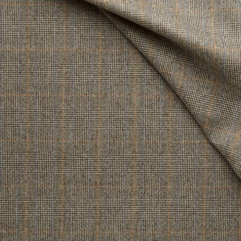 WF2-72 : Worsted Flannel Prince of Wales Check with Blue & Rust Deco