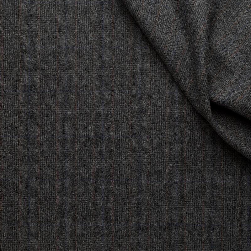 WF2-74 : Worsted Flannel Dark Grey Check with Blue & Bordeaux Deco