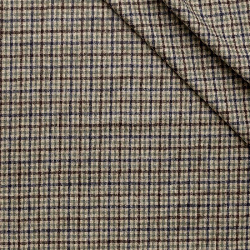 WF2-8 : Worsted Flannel Brown, Blue & Green Micro Check