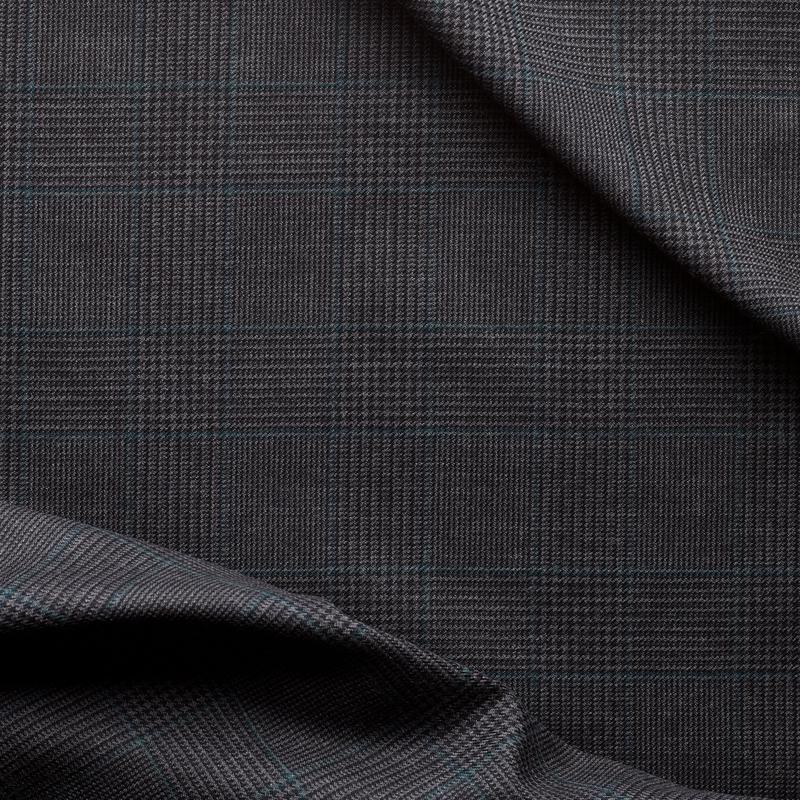 WT1 : Worsted Classics Grey Guarded Glen Check with Green Deco