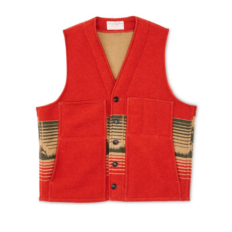 Jacquard Wool Vest - Red / Khaki / Forest Multi