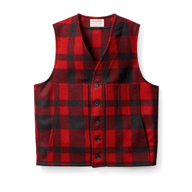 Mackinaw Wool Vest - Red/black Plaid