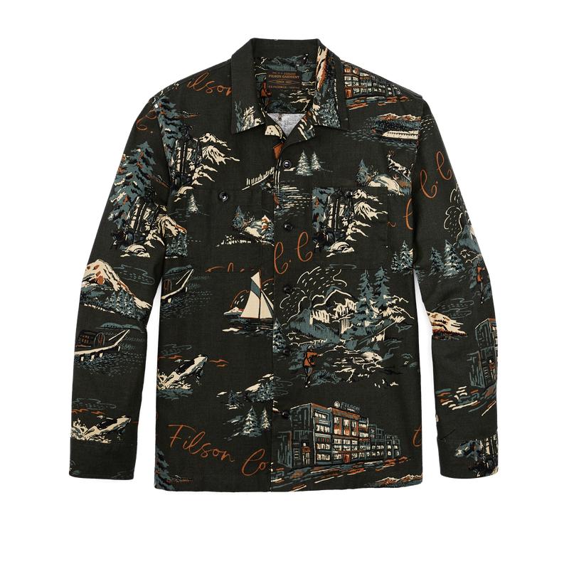 Elk Heights Camp Shirt - Green Northwest Scenic Print