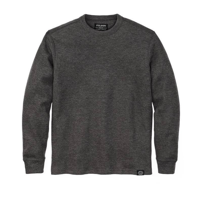 Waffle Knit Thermal Crewneck - Charcoal
