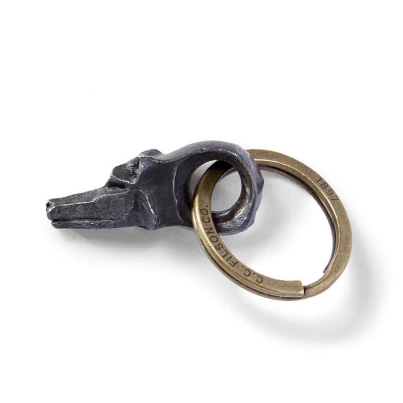 Wolf Head Short Key Fob - Steel