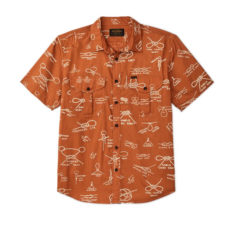 Filson's Washed Short Sleeve Feather Cloth Shirt - Bourbon / Knots