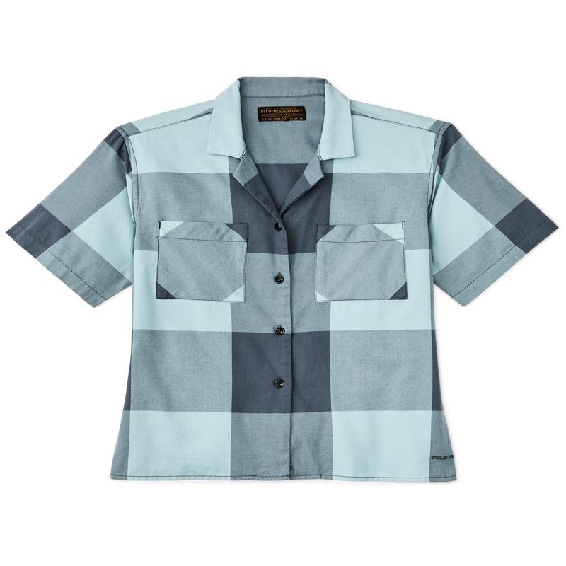 Women's Short Sleeve Camp Shirt - Storm Blue / Stone Plaid
