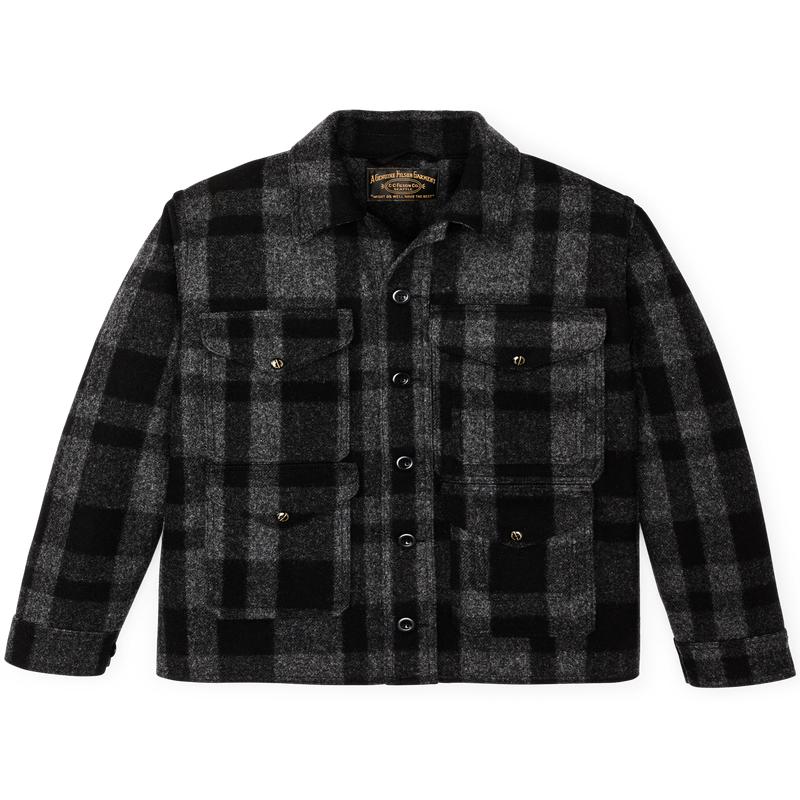 1940s Mackinaw Wool Cruiser Jacket - Charcoal / Black Heritage Plaid