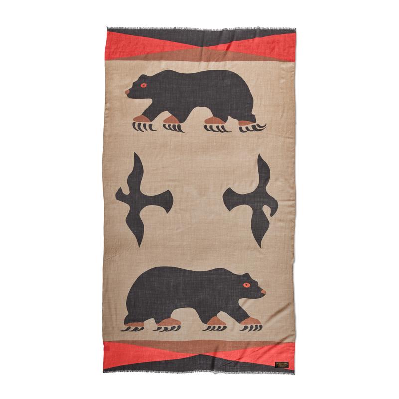 Black Bear Wool Blend Scarf - Black