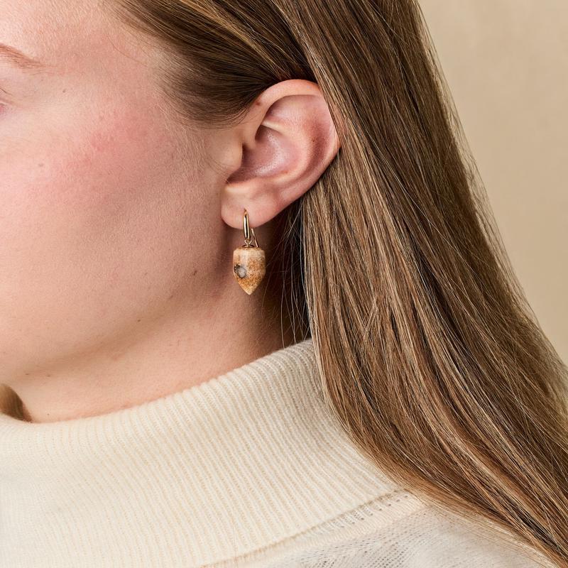 Ivory Jacks 14k Fossil Tusk Bullet Earrings - 14kyg