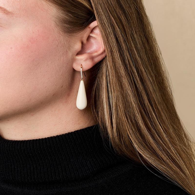 Ivory Jacks Mammoth Drop Diamond Pave Earrings - 14kyg