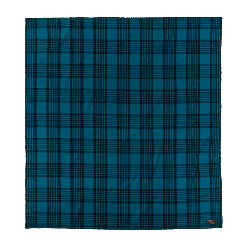 Mackinaw Wool  Blanket - Blue / Black Plaid