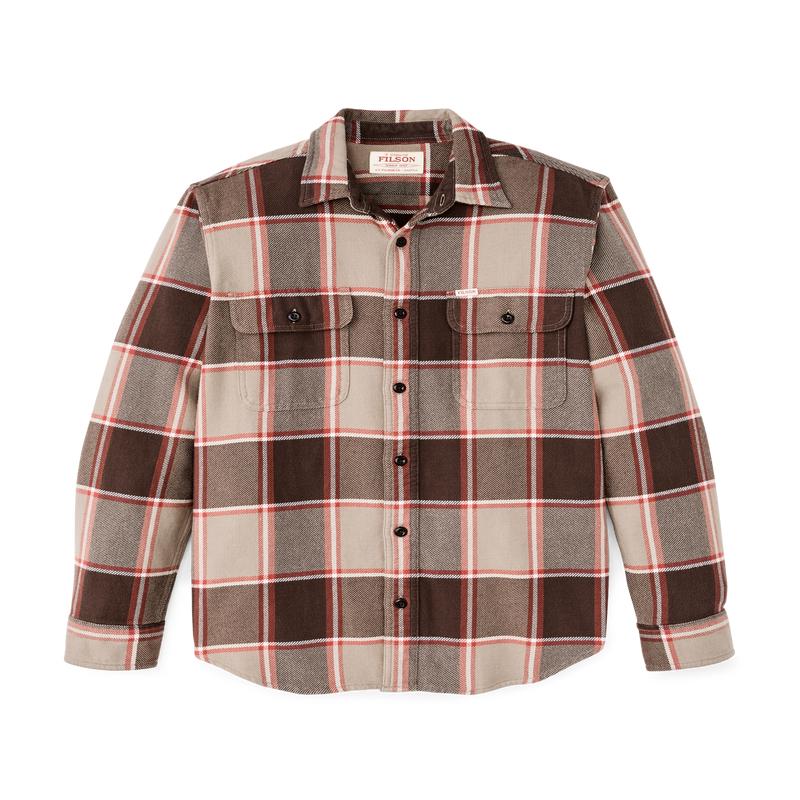 Vintage Flannel Work Shirt - Tan / Orange / Multi Plaid