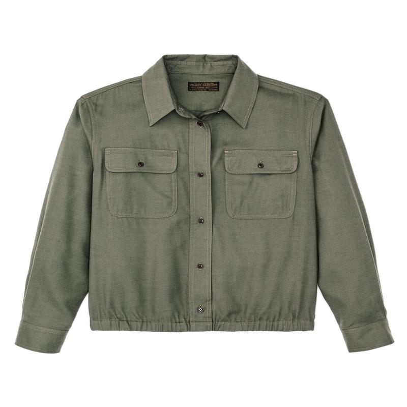 Women's Gathered Hem Shirt - Olive