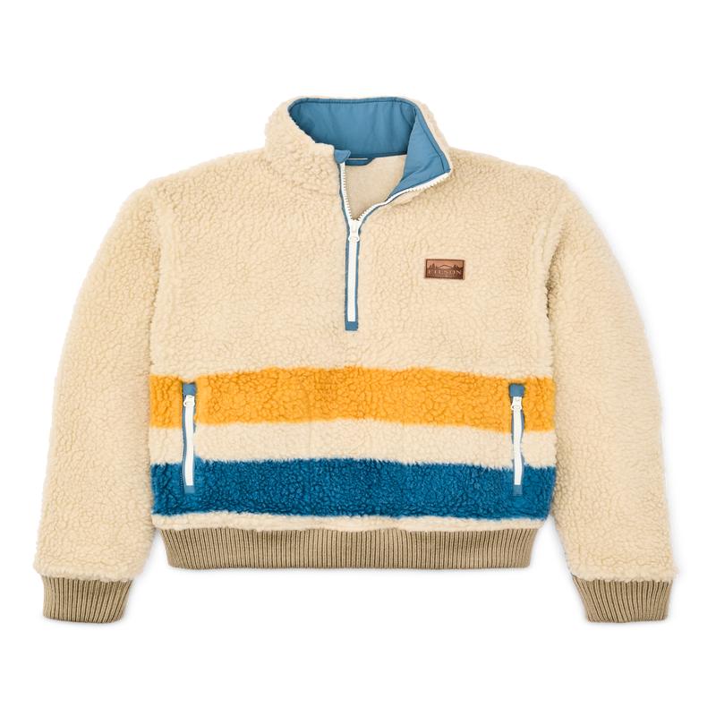 Women's Pile Fleece Popover - Yellow / Blue Blanket Stripe