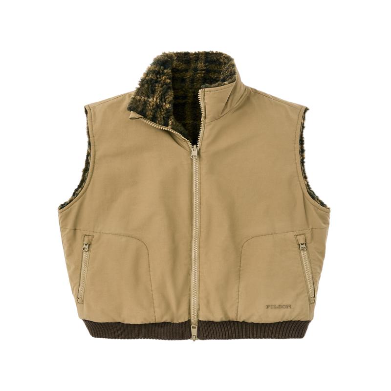 Women's Reversible Woolly Fleece Vest - Tan