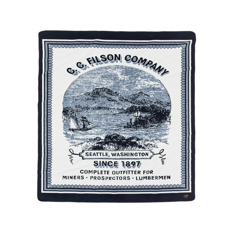 Wool-blend Blanket - Navy / Mountain Sea