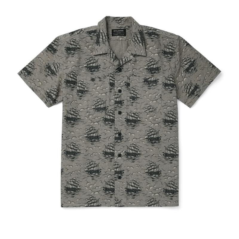 Chambray Short Sleeve Camp Shirt - Ships Print