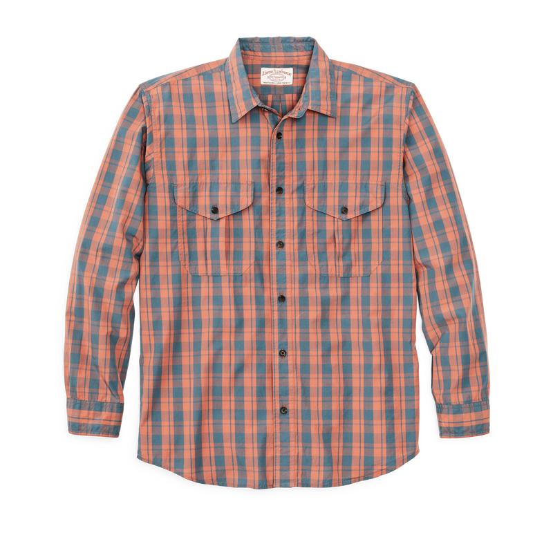 Filson's Washed Feather Cloth Shirt - Faded Cedar / Blue Plaid