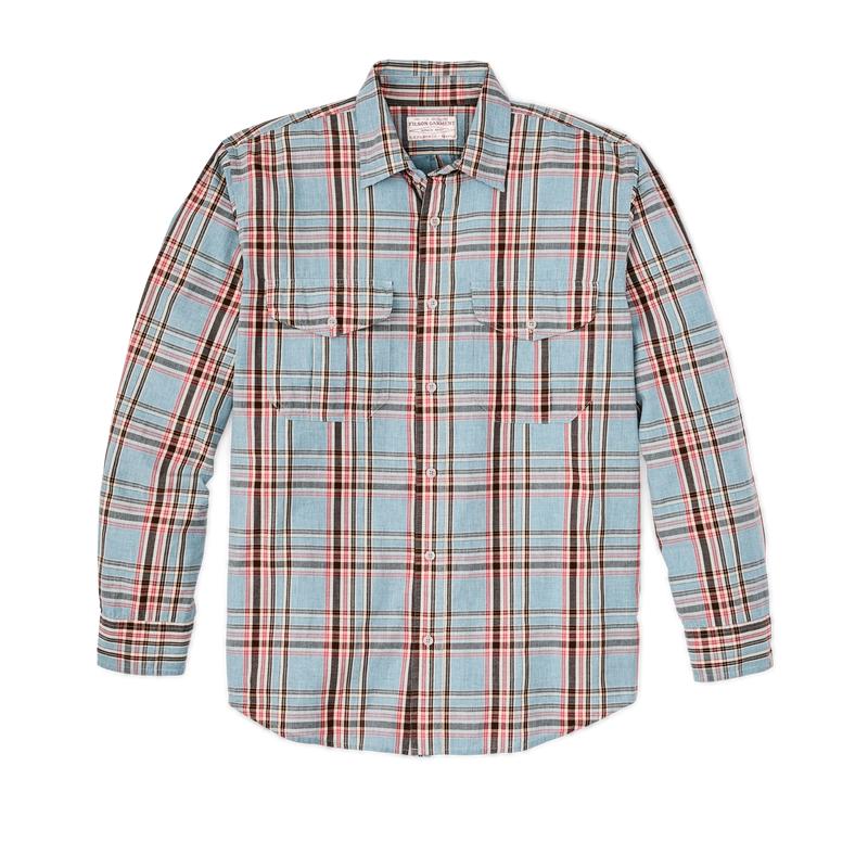 Filson's Washed Feather Cloth Shirt - Light Blue / Red / Natural Plaid