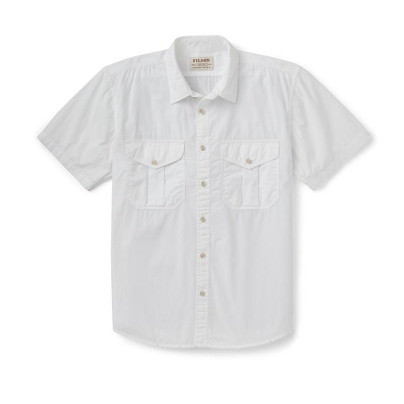 Filson's Washed Short Sleeve Feather Cloth Shirt - White