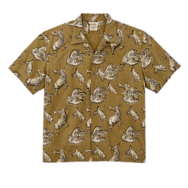 Handprinted Camp Shirt - Wildlife Print