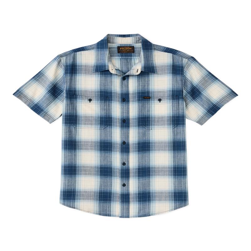Short Sleeve Chambray Shirt  - Indigo Plaid