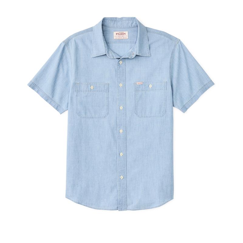 Short Sleeve Chambray Shirt  - Light Indigo Chambray