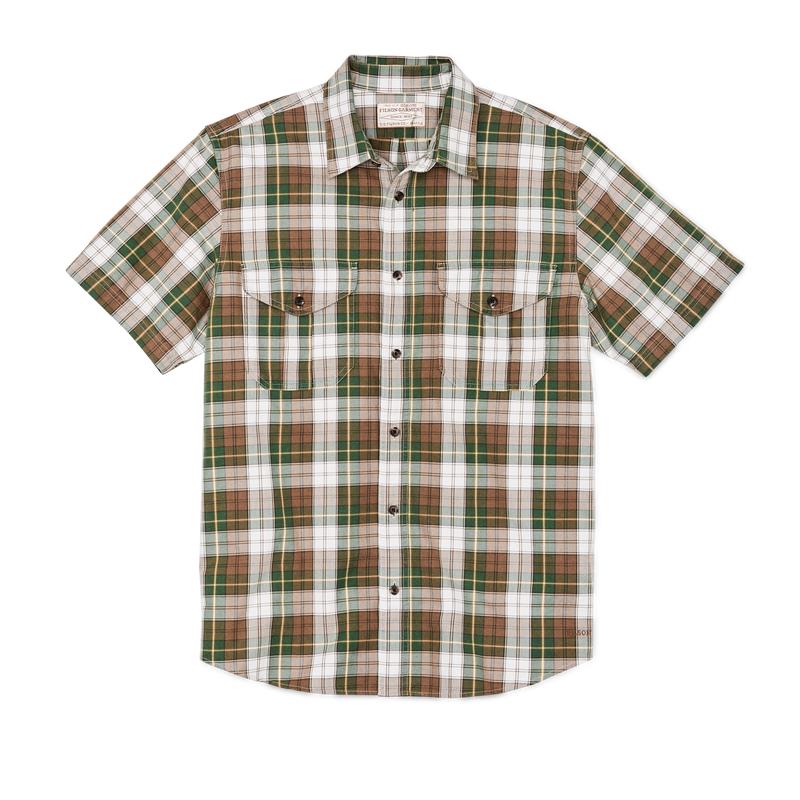 Short Sleeve Lightweight Alaskan Guide Shirt  - Green / White / Brown Plaid