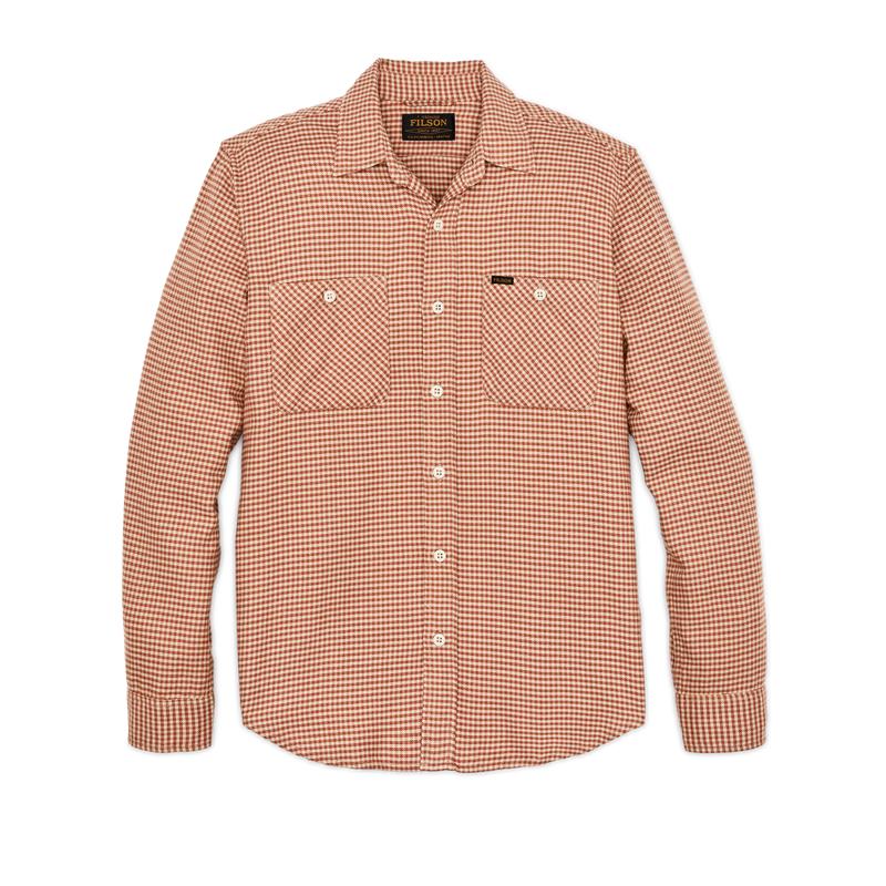 The Rangeland Flannel Shirt - Salmon / Oat Houndstooth