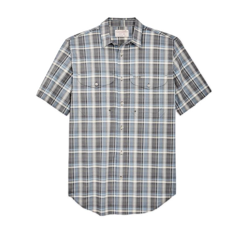 Twin Lakes Short Sleeve Sport Shirt - Gray / Blue / Cream Plaid