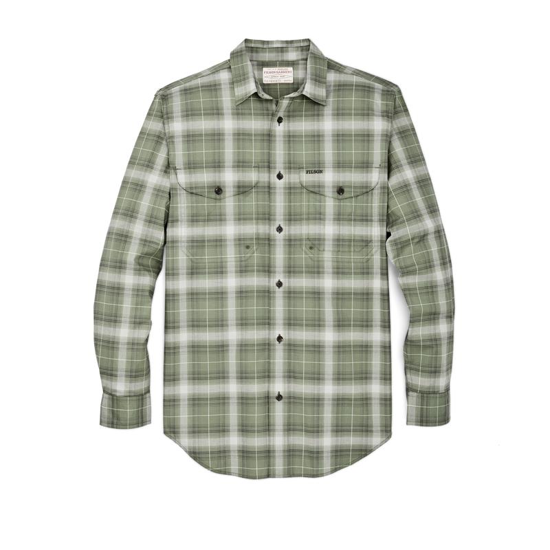 Twin Lakes Sport Shirt - Green / Gray Ombre Plaid