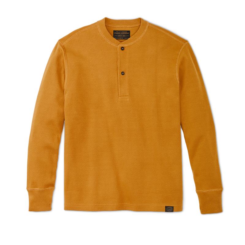 Waffle Knit Henley - Buckthorn Brown
