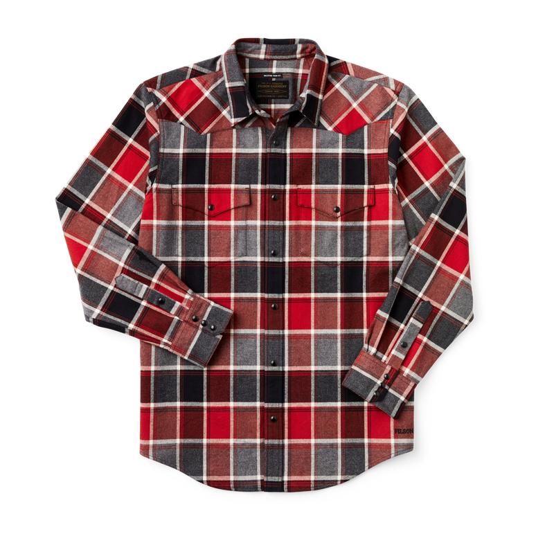 Western Flannel Shirt - Red / Dark Charcoal Plaid